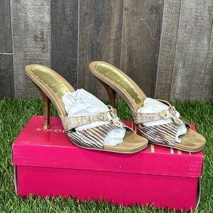 BCBGirls Sister-PS Snake Print Heels Women's 8.5 Tan‎ Neutral w Box